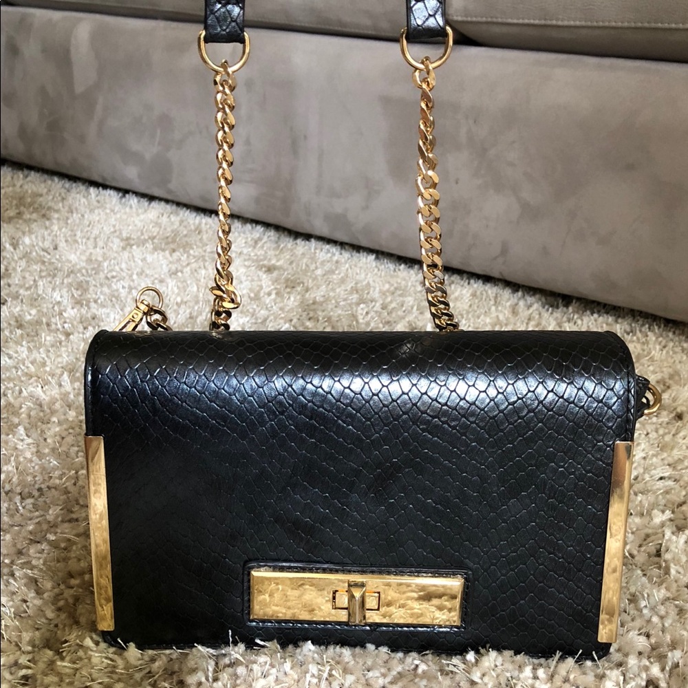 Black and gold crossbody bag